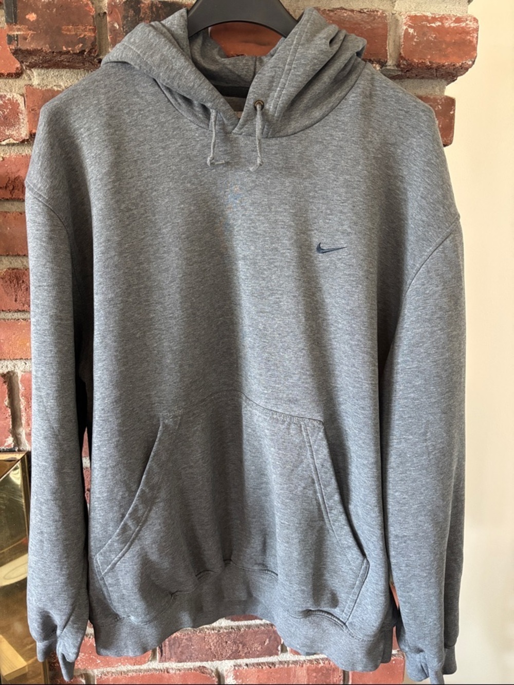 Nike Y2K Silver Tag Mini Embroidered Swoosh Vintage 2000s Men’s Grey Hoodie XL
